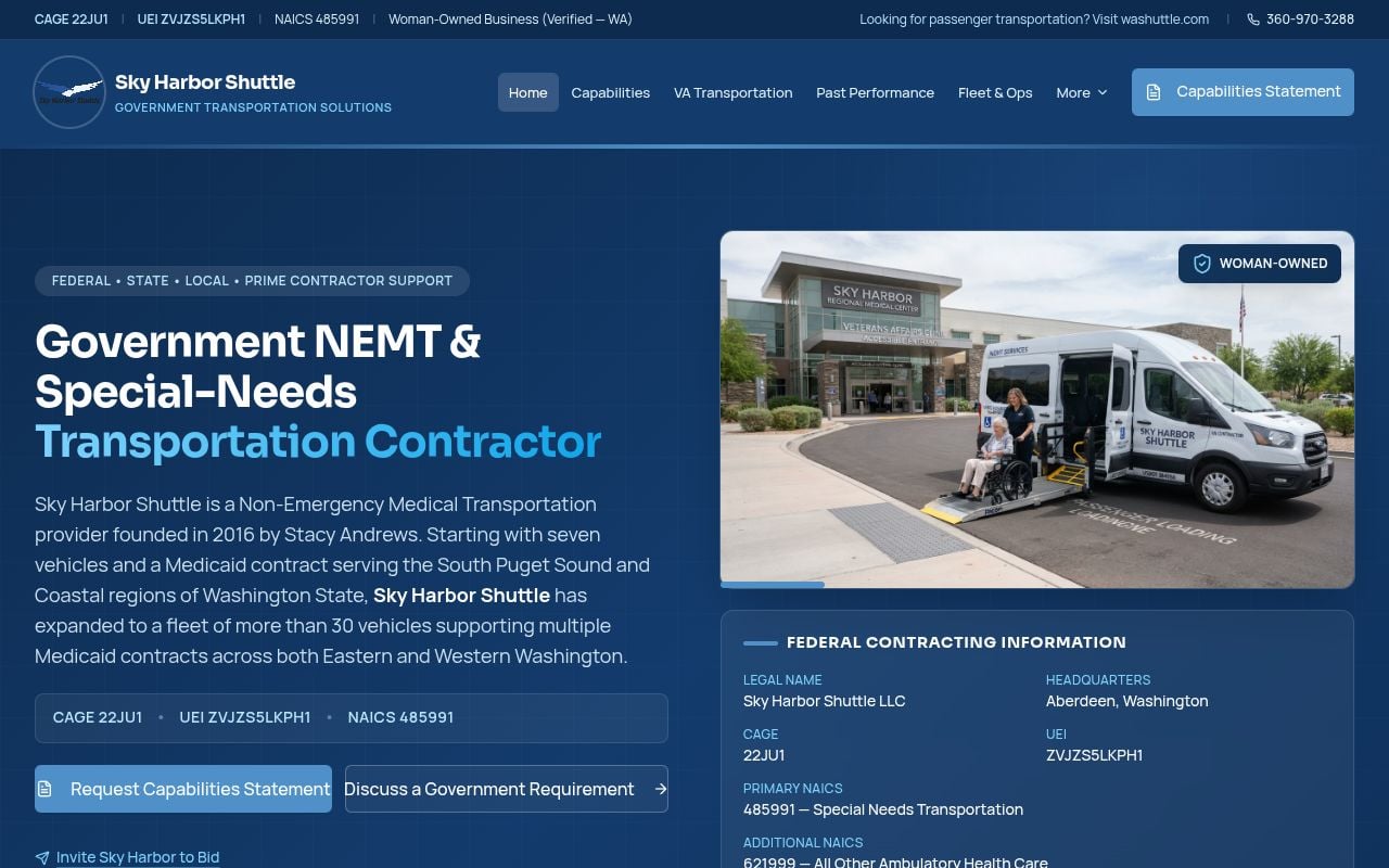Sky Harbor Shuttle website built by IMS