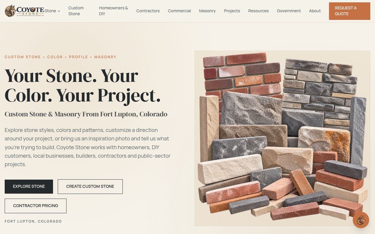 Coyote Stone website built by IMS