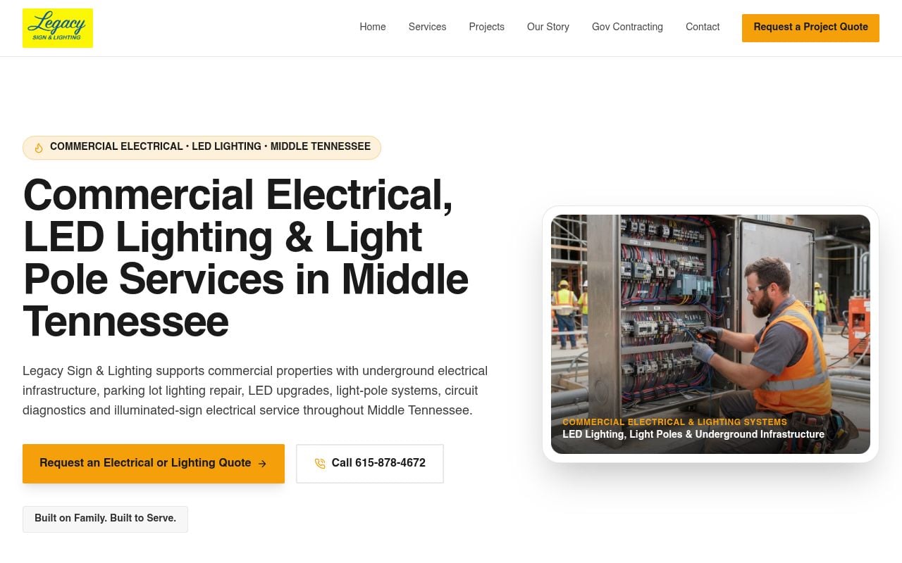 Legacy Sign & Lighting website built by IMS