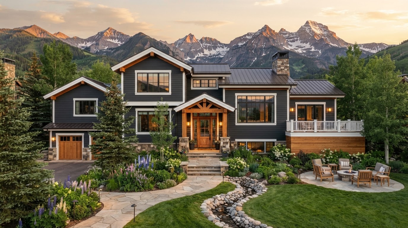 Freshly painted luxury home exterior in Aspen