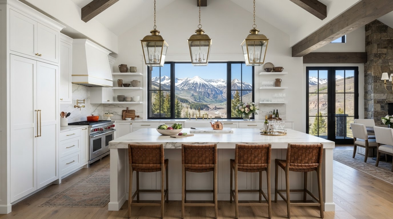 Freshly painted luxury Aspen kitchen