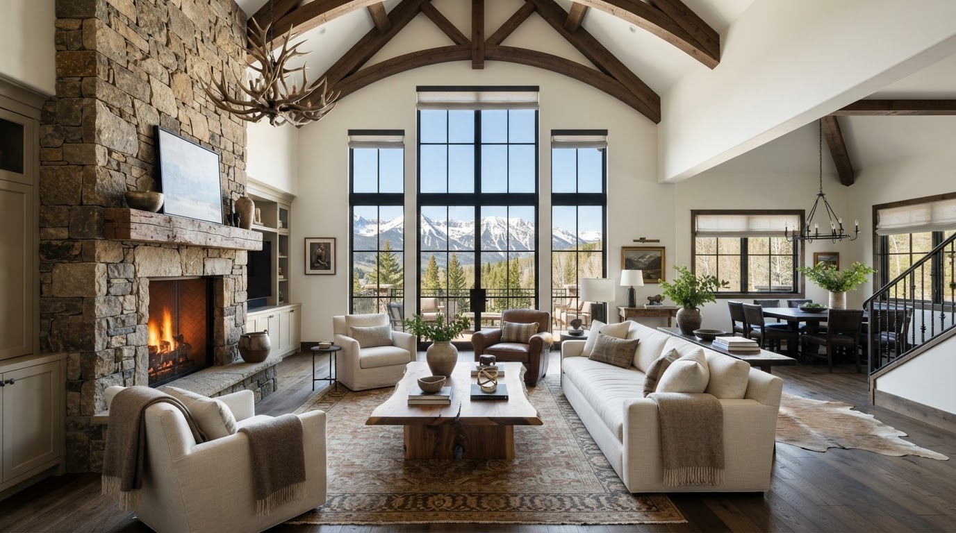 Elegant freshly painted interior living room
