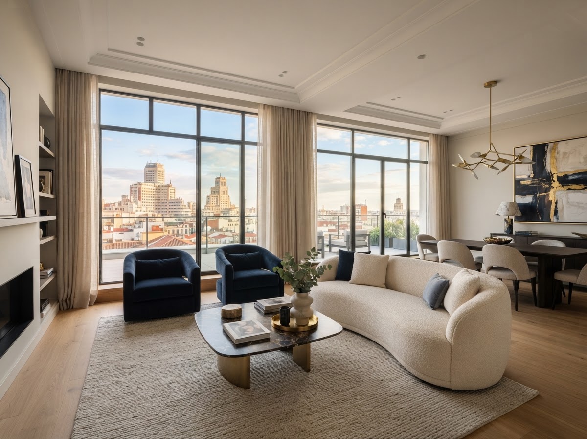 Interior de vivienda de lujo en España — inversión inmobiliaria verificada