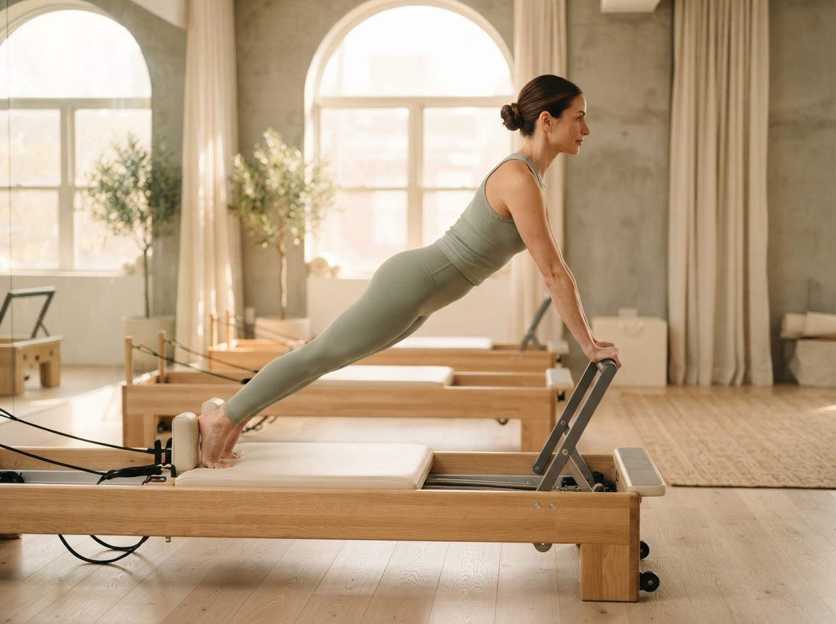 Graceful reformer Pilates movement