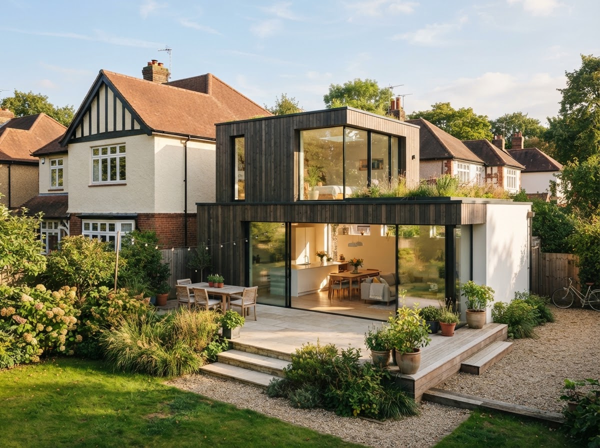 Finished residential extension integrated with an existing home