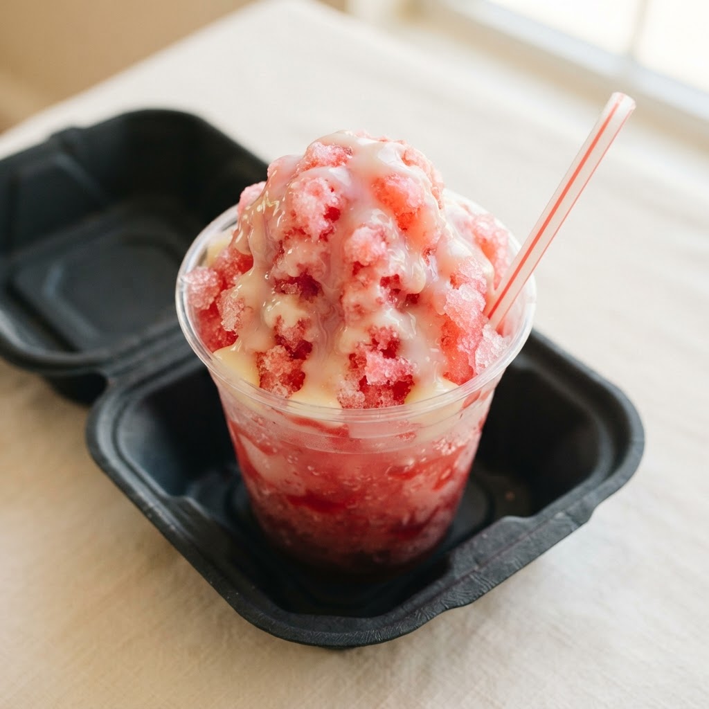 Raspa Fresa con Lechera