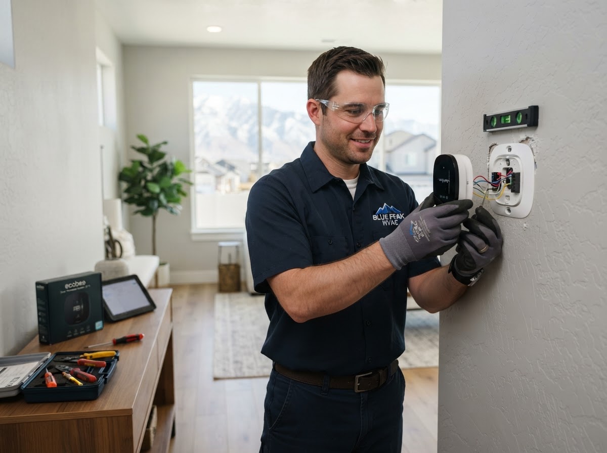 A Team Home Service smart thermostat installation in Utah