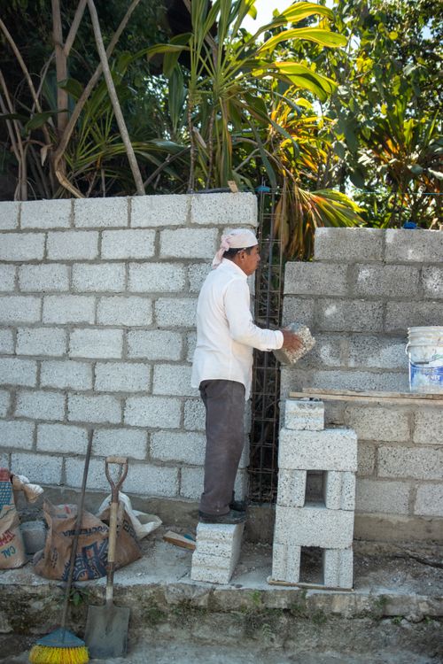 Masonry block wall construction