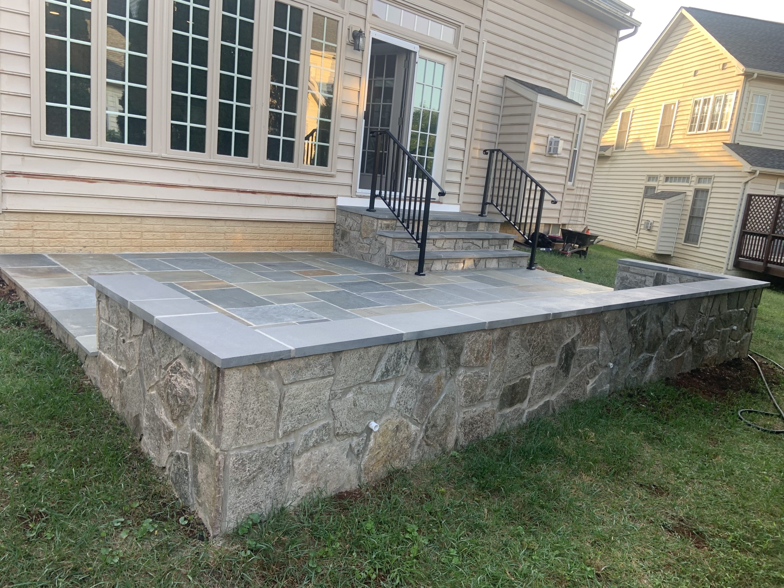Completed stone patio and steps