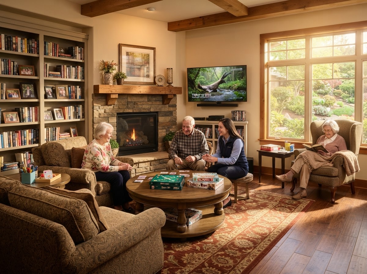 Comfortable Living & Library Room