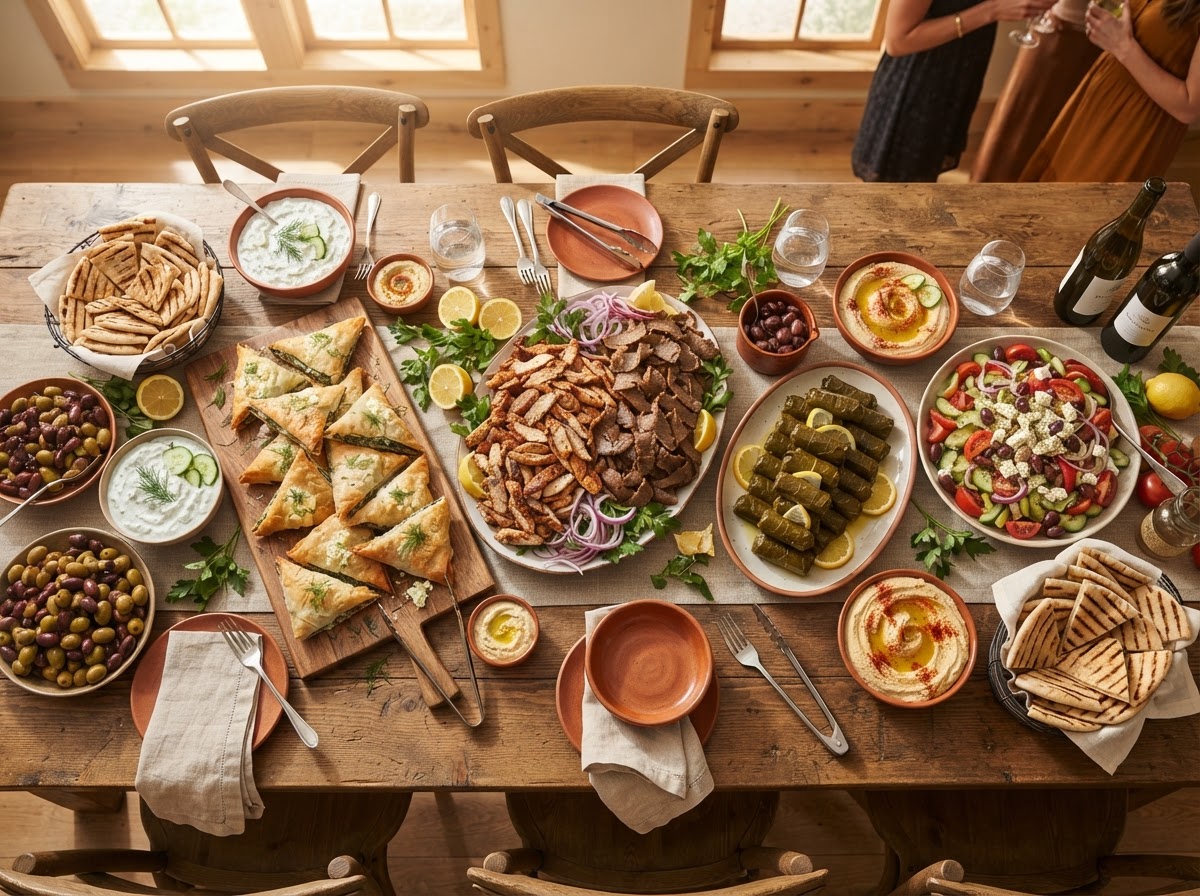 Mediterranean banquet catering spread