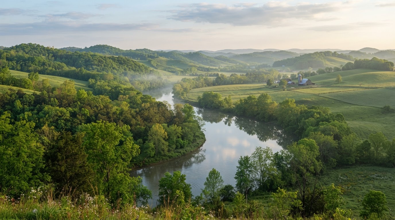 Central Kentucky and Southern Indiana countryside