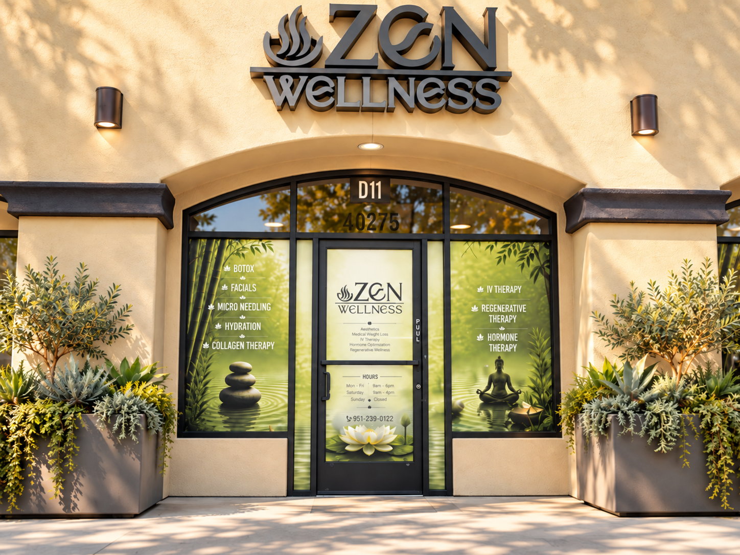 Zen Wellness Med Spa storefront in Murrieta featuring elegant signage and welcoming entrance