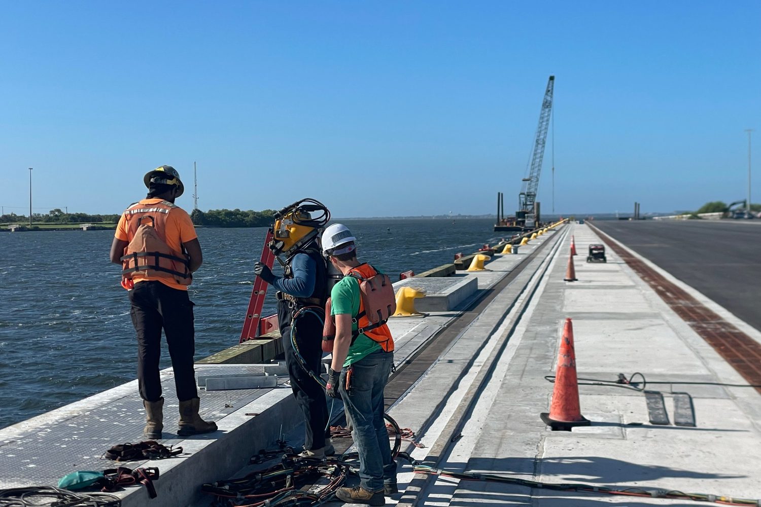 Crew on the pier at Berth 214, Port Tampa Bay.
