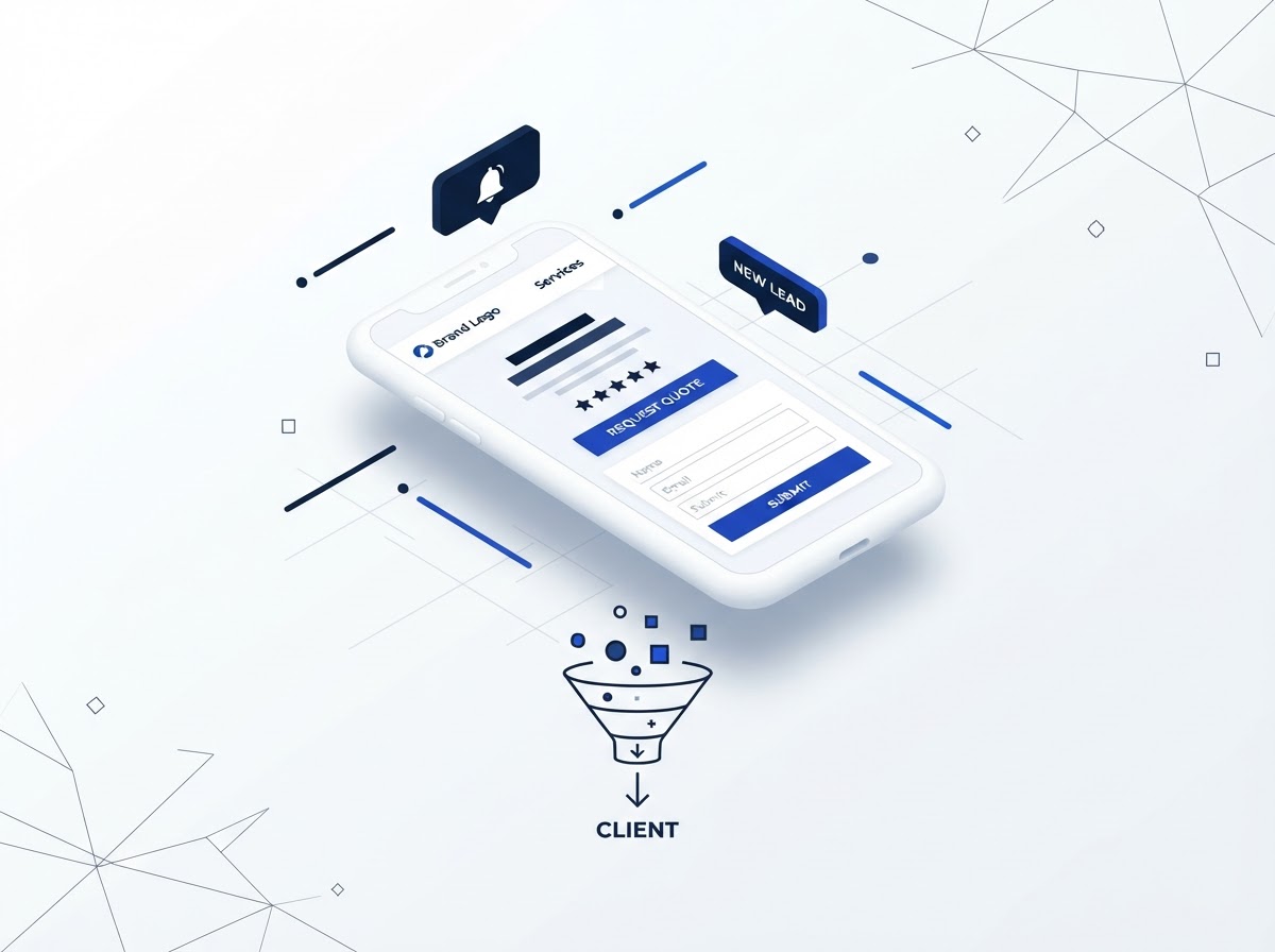 Zaletron conversion website system for local businesses — phone mockup, lead capture, and notifications