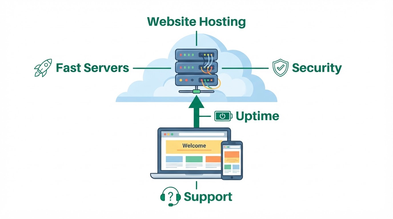 Explainer illustration: Website Hosting NYC in NYC