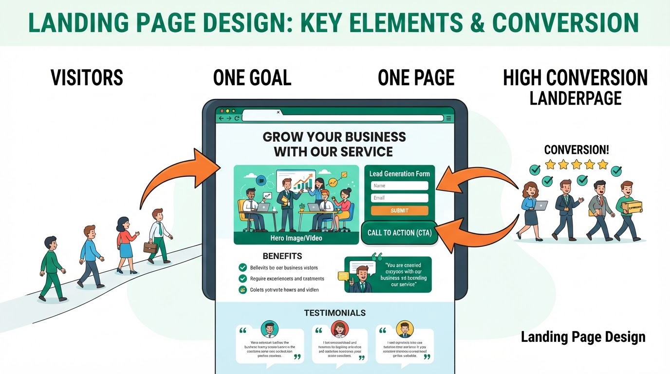 Explainer illustration: Landing Page Design NYC in NYC