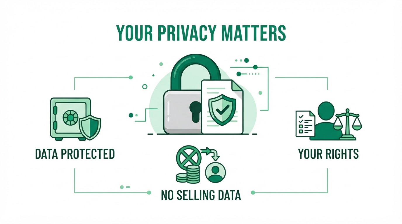 Cartoon illustration of data privacy protection at SITEBOW