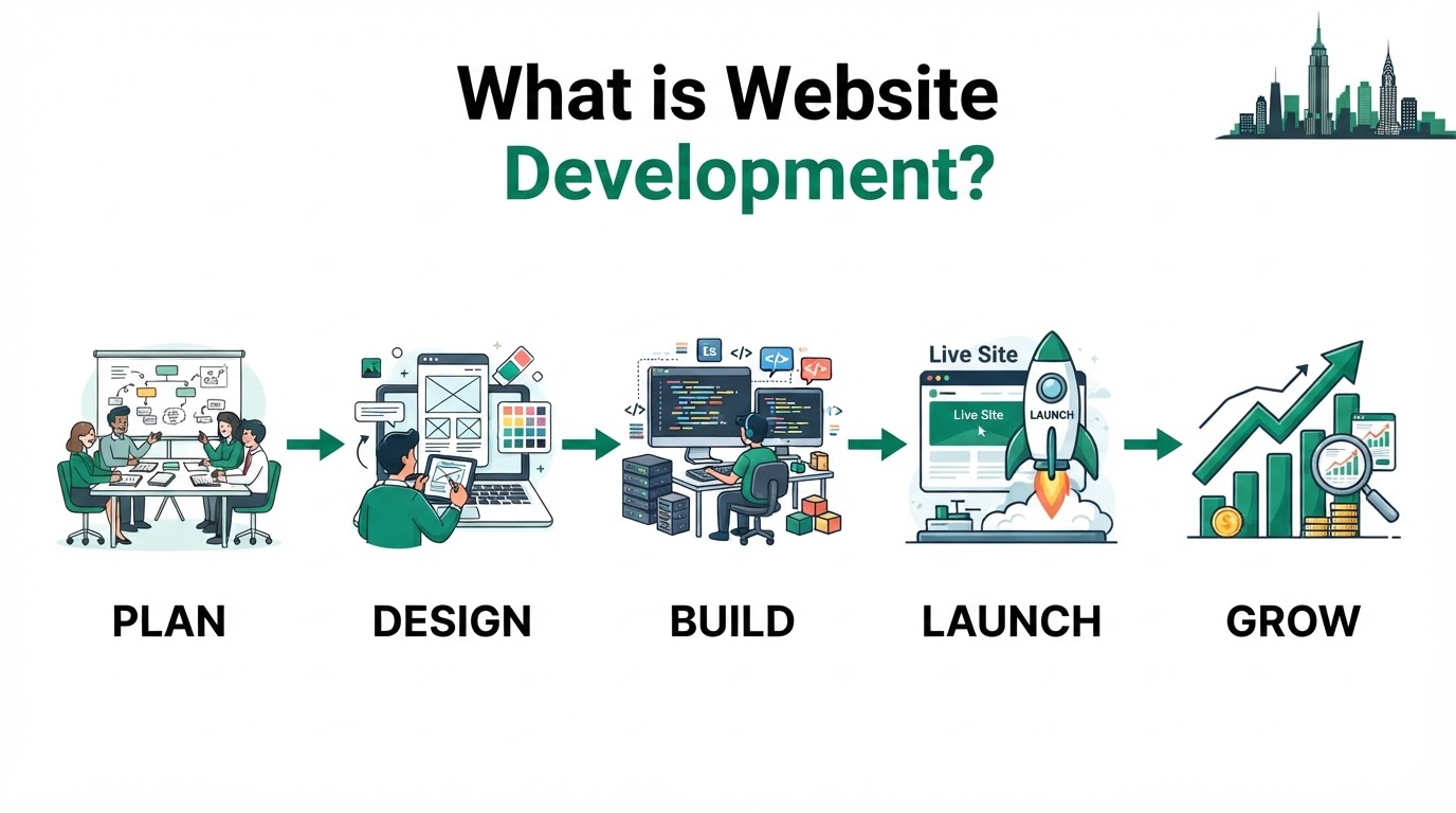 Explainer illustration: Website Development NYC in NYC