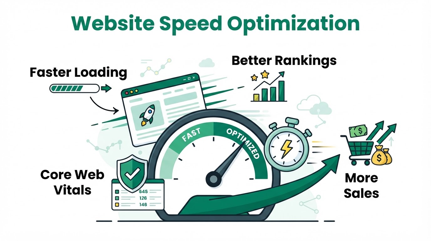 Explainer illustration: Website Speed Optimization NYC in NYC