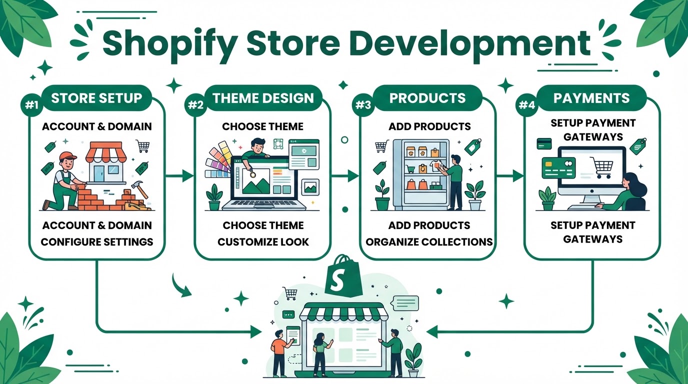 Explainer illustration: Shopify Development NYC in NYC