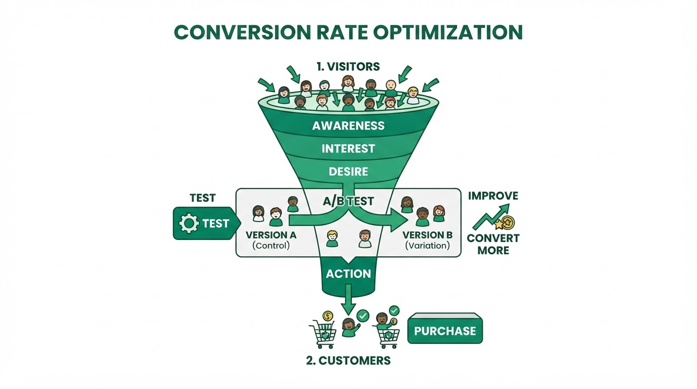 Explainer illustration: Conversion Rate Optimization NYC in NYC