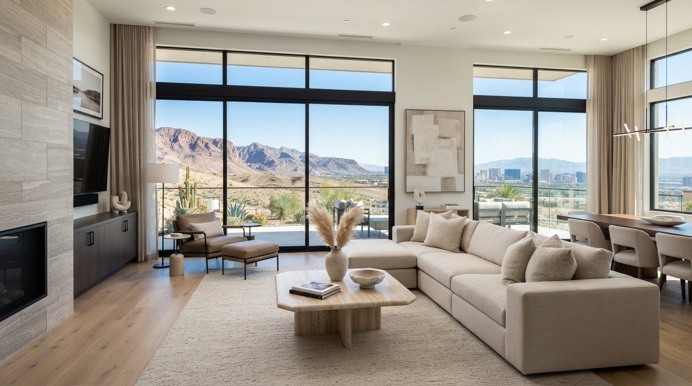 Bright modern interior of a luxury Las Vegas home