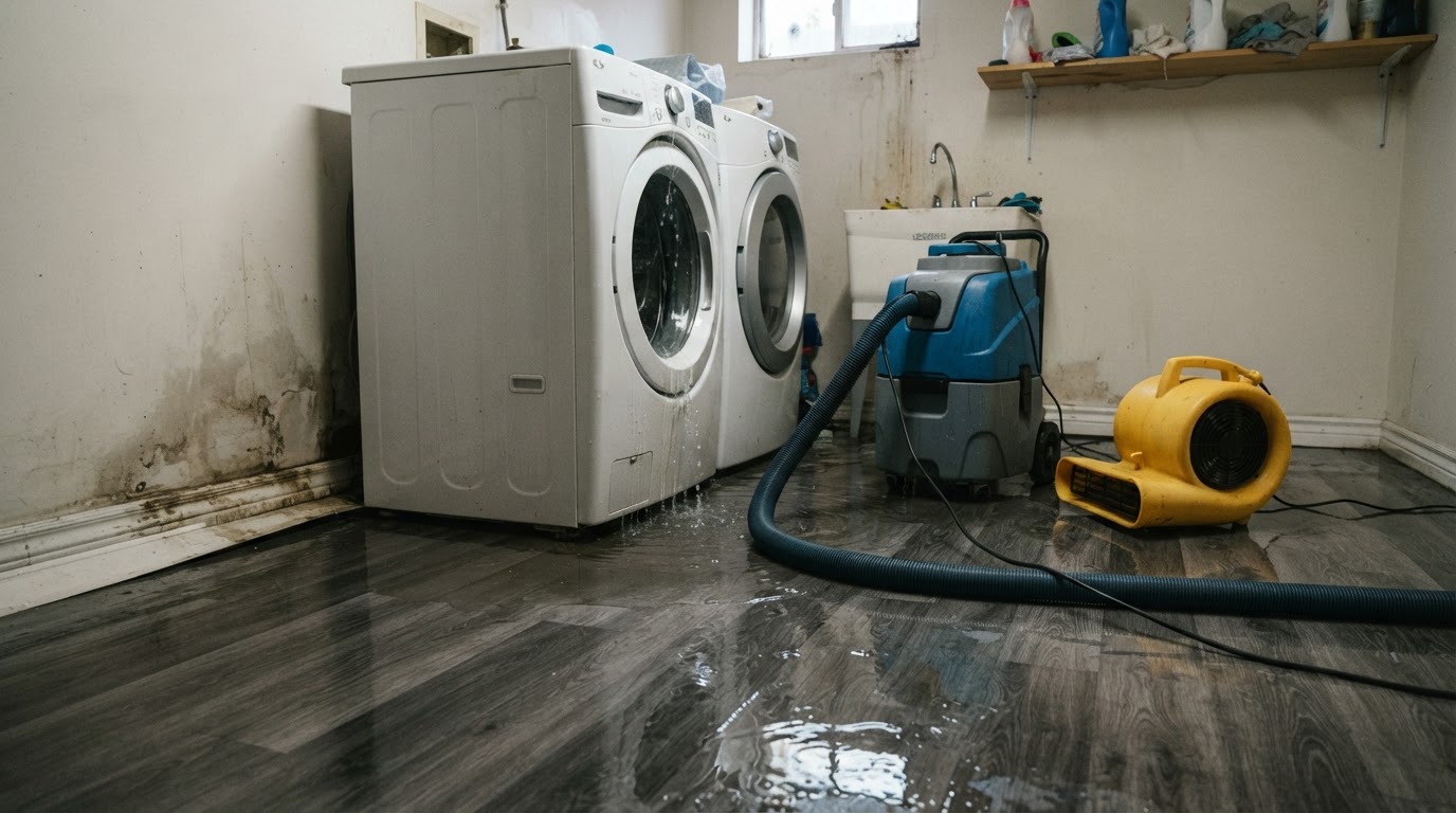 water damage restoration equipment drying a Wake Forest NC property