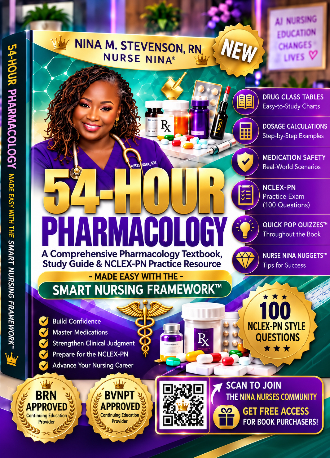 54-Hour Pharmacology E-Book Cover - Nurse Nina CNA to LVN Method 3