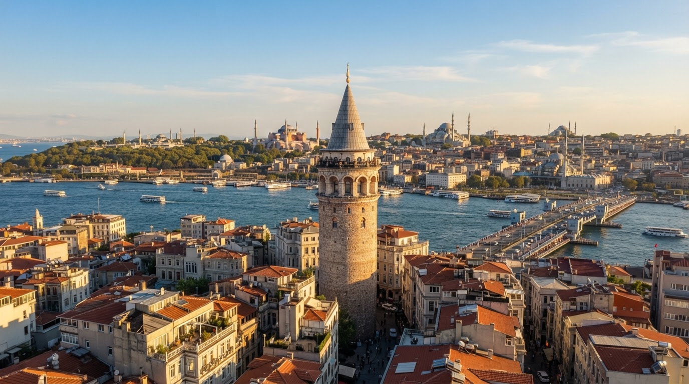 Galata Tower rising above the Istanbul rooftops