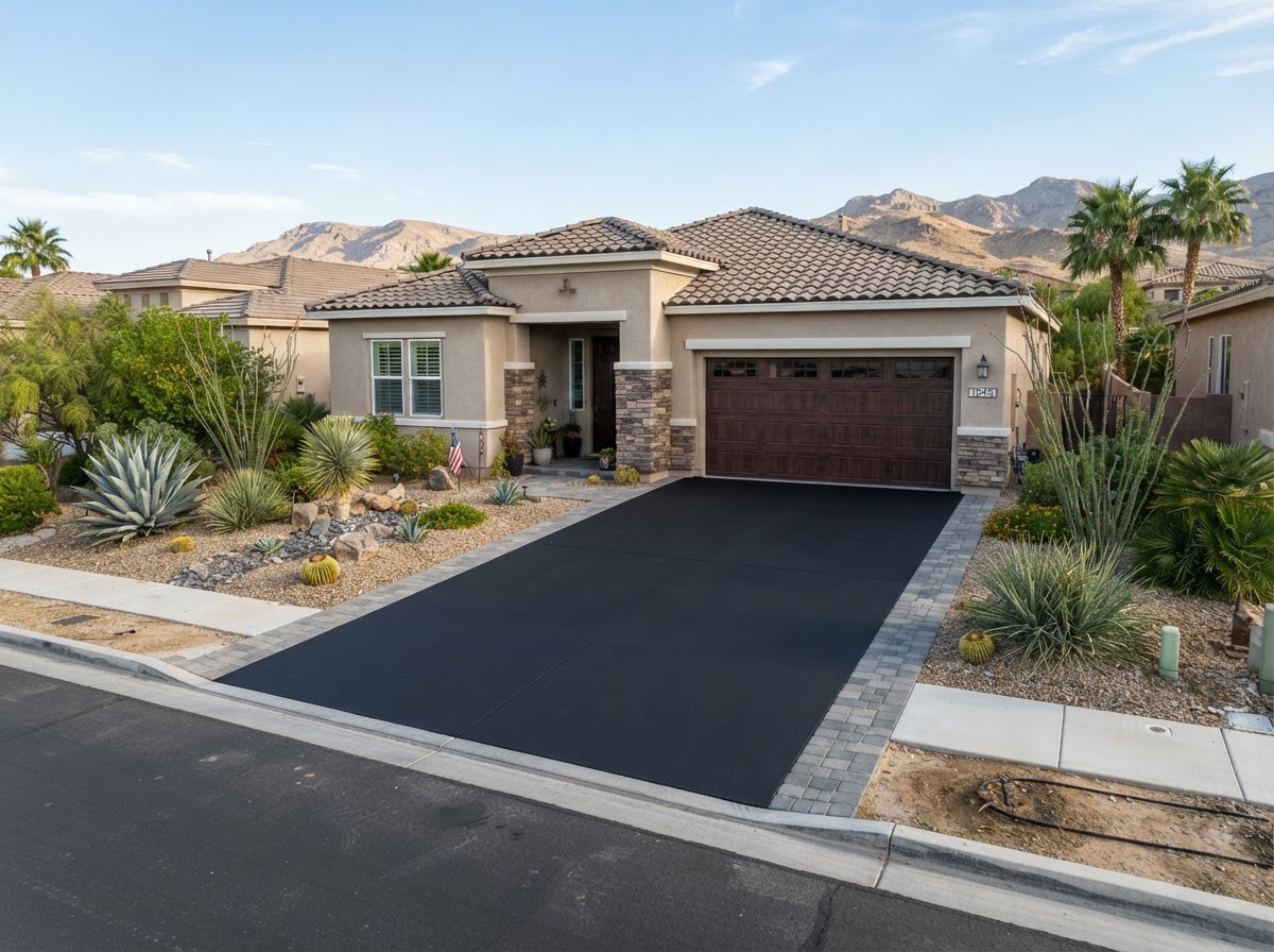 A full tear out and replacement of a cracked driveway in Sunrise Manor, NV