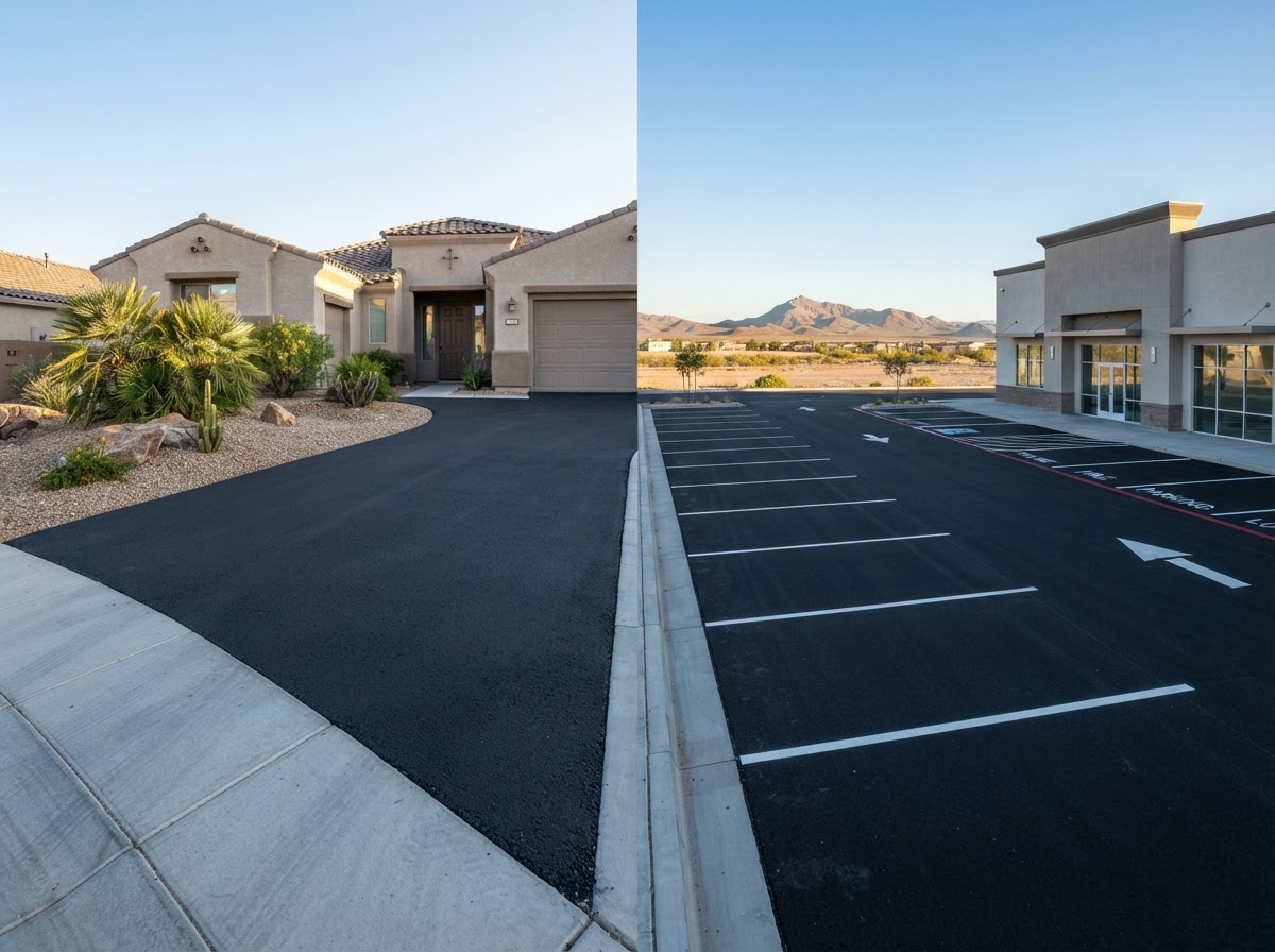 Completed asphalt driveway and parking lot work in Sunrise Manor, NV