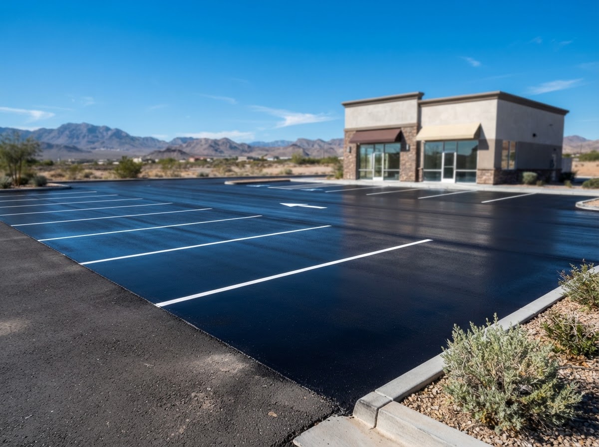 A sealcoated commercial lot with restriping in Sunrise Manor, NV