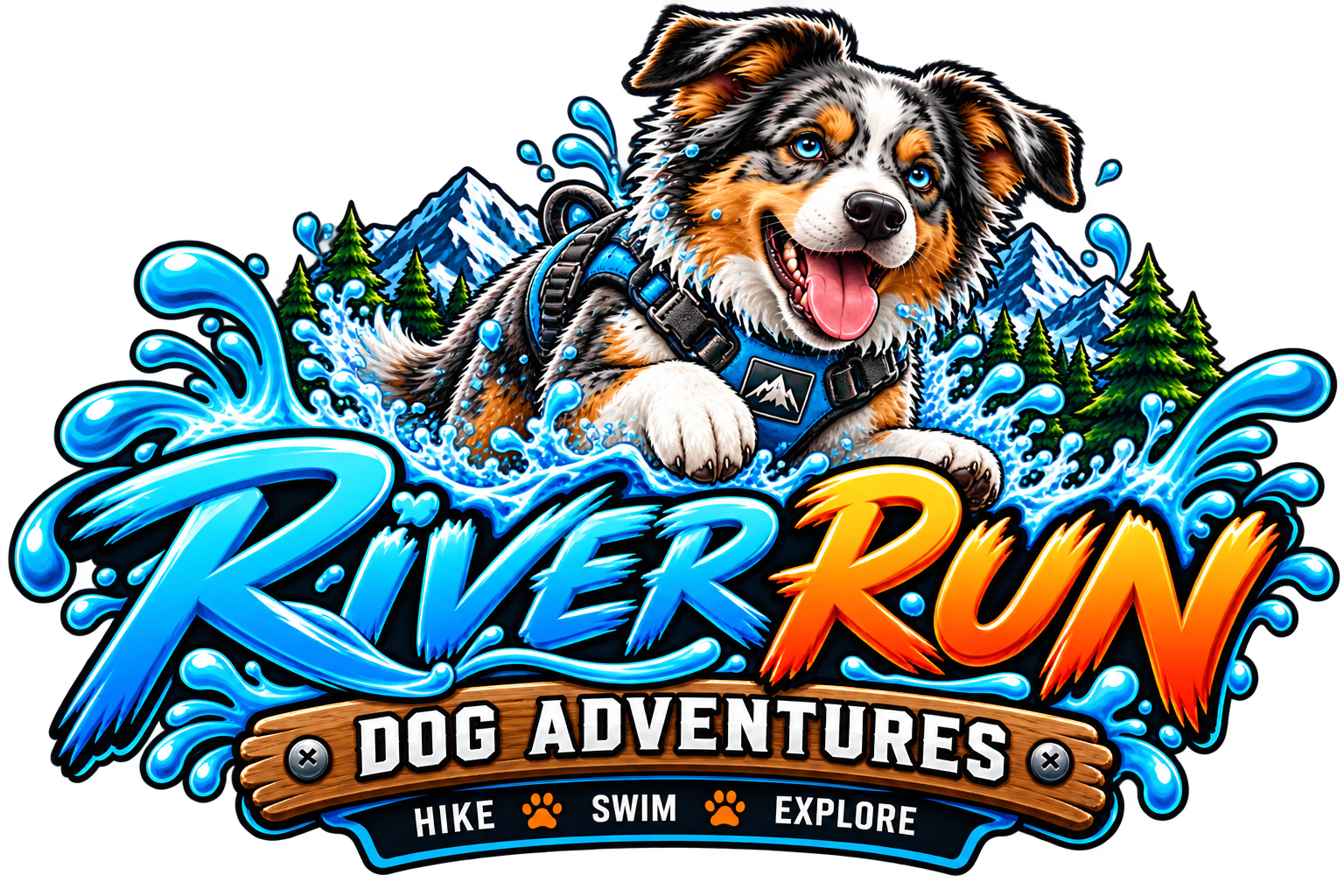 River Run Dog Adventures logo design