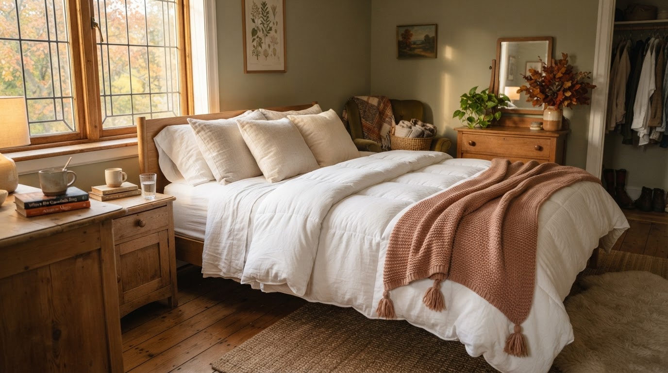 Cozy freshly washed autumn comforter