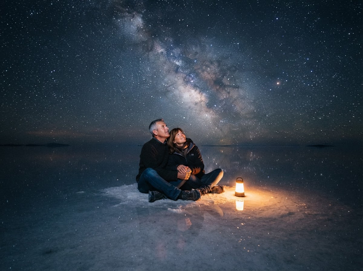 El salar bajo las estrellas