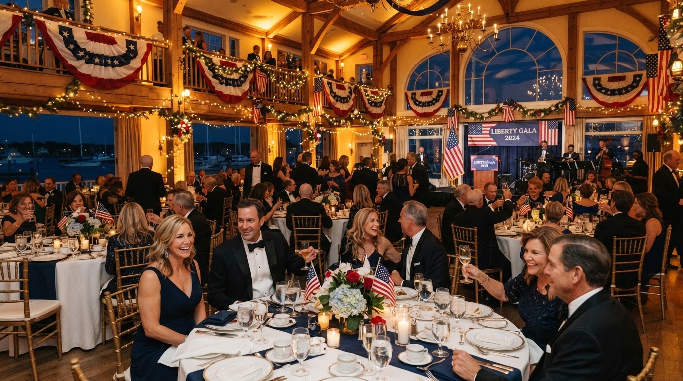 250 & Beyond Gala elegant patriotic fundraising evening for veterans at a waterfront New England venue