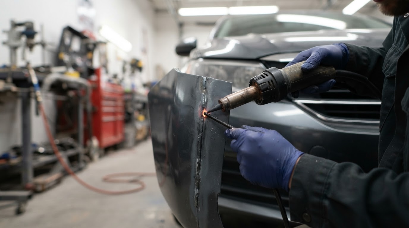 Bumper repair at Elite Auto Collision Center, El Paso, TX