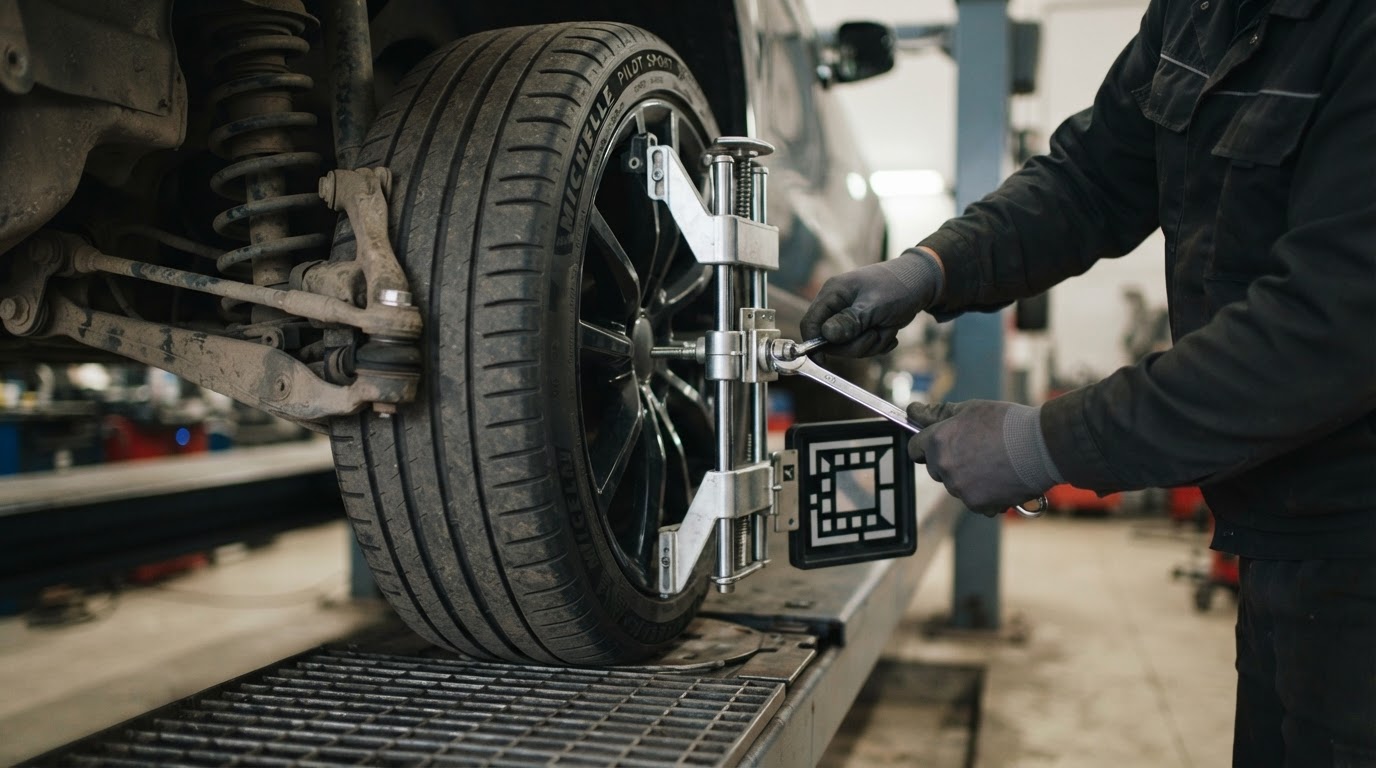 Wheel alignment service at Elite Auto Collision Center, El Paso, TX