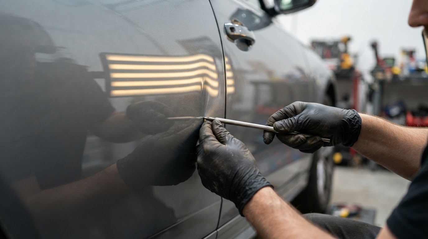 Dent repair at Elite Auto Collision Center, El Paso, TX