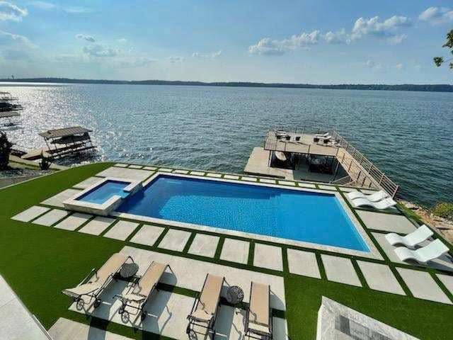 Lakefront In-Ground Pool with Spa & Turf Decking
