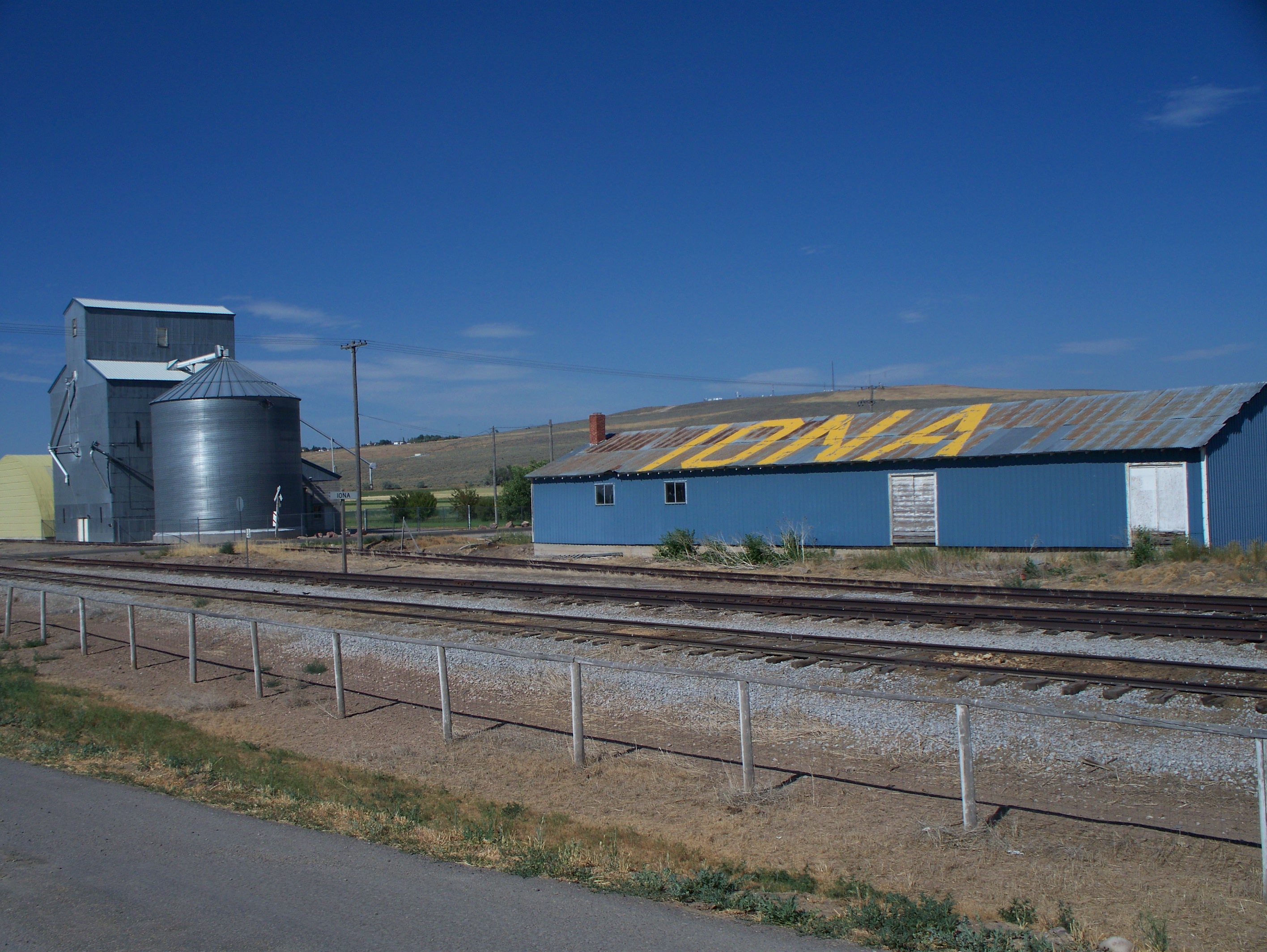 Grain elevator along a train stop in Iona, Idaho in Bonneville County