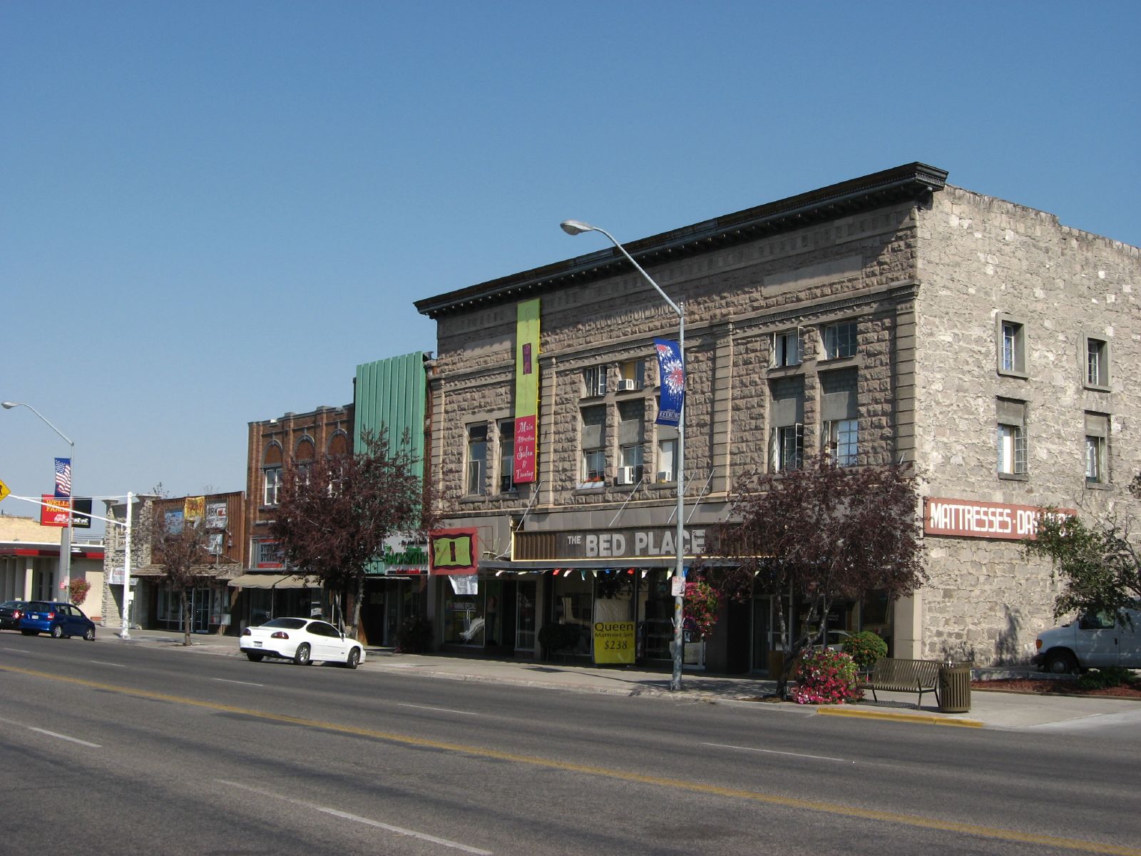 A street view in downtown Rexburg, Idaho in Madison County