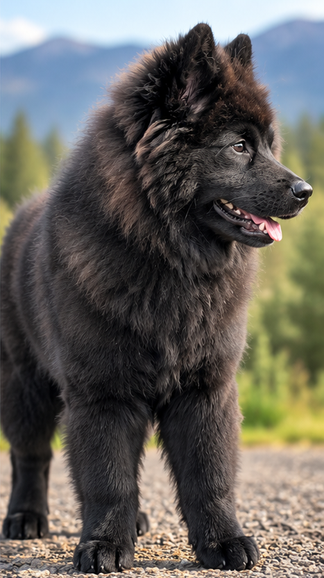 Zen Zion, a solid-black Eurasier in Colorado