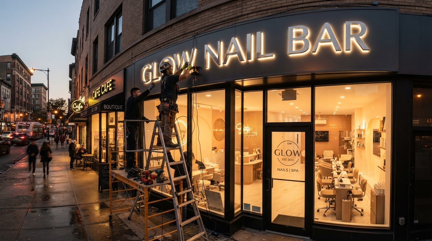 Lắp biển hiệu tiệm nail phát sáng
