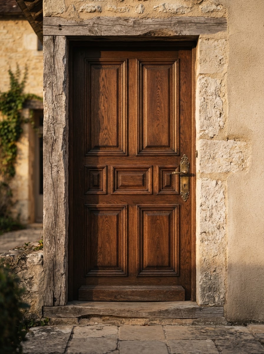 A solid century-old door, fully restored and refined