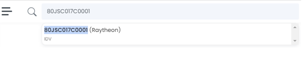 Quick Search Bar dropdown with solicitation ID lookup