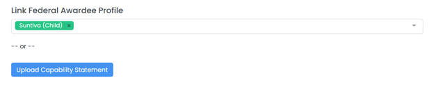 Link Federal Awardee Profile and Upload Capability Statement settings