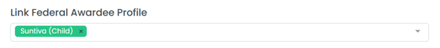 Link Federal Awardee Profile dropdown field