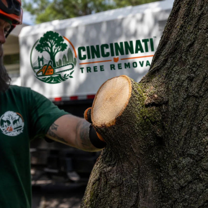 Illustrative tree trimming branch cut